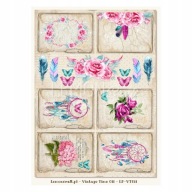 LEMONCRAFT papier ozdobny A4 - VINTAGE TIME 011 - zestaw 5 sztuk