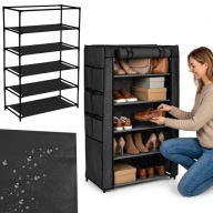 SZAFKA NA BUTY REGAŁ TEKSTYLNA CZARNA 5 PÓŁEK LOFT 12 KIESZENI ORGANIZER