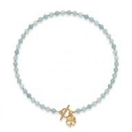 Naszyjnik Akwamaryn Kamień Naturalny Złota Koniczynka Choker Boho Prezent