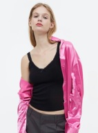 House top podkoszulek kokardka y2k koronkowy ażurowy pointelle szydełkowy