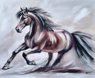 Obraz akrylowy ręcznie malowany "Koń w galopie"