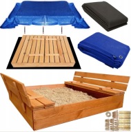 PIASKOWNICA DREWNIANA DLA DZIECI IMPREGNOWANA ZAMYKANA DUZA 140 x 140cm
