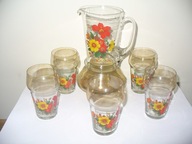 Szklanki x 5 i dzbanek - komplet – PRL