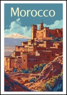 A2 KOLOROWY PLAKAT OBRAZ, MAROKO MOROCCO, VINTAGE RETRO