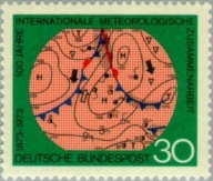 Niemcy 1973 Znaczek 760 ** pogoda meteorologia mapa