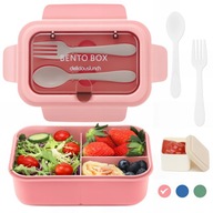 Lunchbox Bento Dla Dzieci i Dorosłych 1200ML Różowy