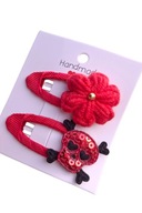 Spinki spineczki do włosów szydełkowy kwiatek czaszka handmade 2 szt.