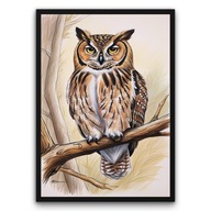 Plakat z ramą 21x30cm Sowa na Gałęzi – mądrość natury | Pomysł na Prezent