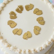 Topper na tort PLEXI 10sztuk stópki zestaw mini dekory