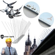 ZESTAW 20X KOLCE METALOWE NA DACH PARAPET PTAKI GOŁĘBIE PRZECIW PTAKOM 50CM