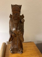 Masywna drewniana figurka, ręcznie rzezbiona , Mędrzec