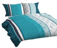 pościel z flaneli 200x200 +2x70x80 guzik F 143-2 Wygodna turkus