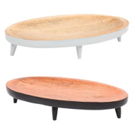 TACA MISKA DO SERWOWANIA DREWNO MANGO 35 CM OWALNA DO PRZEKĄSEK DWA KOLORY