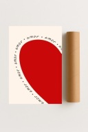 Plakat bez ramy 21x30 cm Serce Amore Mio nowoczesna ozdoba wnętrza