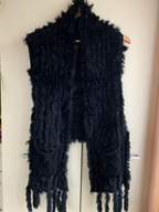 34 36 38 czarna futrzana kamizelka asymetryczna narzutka rozm. uniwersalny