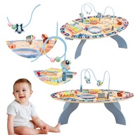 MUZYCZNY STOLIK Z DREWNA INTERAKTYWNY SENSORYCZNY EDUKACYJNY 7W1 PREZENT