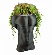 Doniczka czarna Tors Męski osłonka Oryginalna artystyczna figurka Prezent