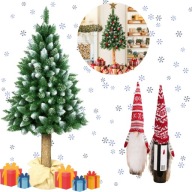 CHOINKA SZTUCZNA NA PNIU JAK ŻYWA 180 CM GĘSTA PREMIUM OŚNIEŻONA + GRATIS