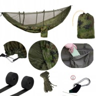 HAMAK TURYSTYCZNY Z MOSKITIERĄ SURVIVAL 200KG MORO LEKKI ZESTAW 300x140 CM
