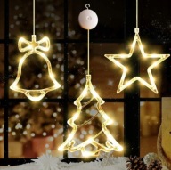 3X ŚWIĄTECZNE LAMPKI LED NA BATERIE W KSZTALCIE GWIAZDY CHOINKI DZWONKA