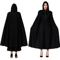 CZARNA PELERYNA HALLOWEN UNISEX DLA NIEJ NIEGO WAMPIR STRÓJ CZARNY 135 CM