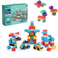MIĘKKIE GUMOWE KLOCKI SENSORYCZNE KONSTRUKCYJNE DUŻY ZESTAW 120 SZT DZIECI