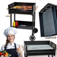 GRILL WĘGLOWY OGRODOWY MANGAL PRZENOŚNY STALOWY RUSZT POPIELNIK Z PÓŁKAMI