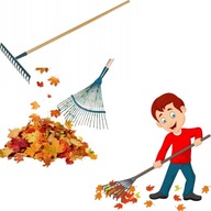 Grabie Ogrodowe Metalowe 14T Zębów z Drewnianym Trzonkiem Do Liści Trawy