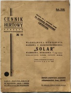 CENNIK WARSZAWSKA HURTOWNIA RADIOWA I ELEKTROTECHNICZNA SOLAR 1938 NR 11