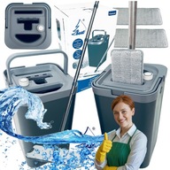 Mop płaski 3 KOMOROWY 2 wkłady kompaktowy SEPARACJA CZYSTA BRUDNA WODA BEST