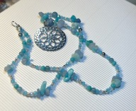 Naszyjnik handmade Mandala Akwamaryn Amazonit
