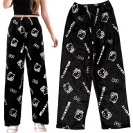 WYGODNE FLANELOWE SPODNIE PIŻAMOWE DO SPANIA HELLO KITTY CZARNE ROZMIAR M