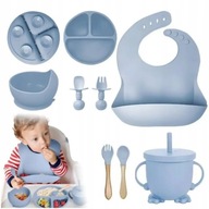 ZESTAW NACZYŃ SILIKONOWYCH DLA NIEMOWLĄT 8 SZT SAMODZIELNE JEDZENIE