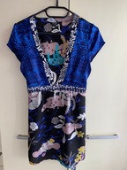 Savida 36 S jedwabna bluzka tunika kobaltowa