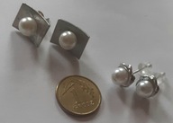 Vintage* używane kolczyki na sztyft z białymi perełkami -2 pary