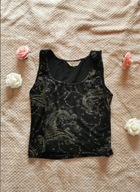 Czarny top koszulka na ramiączkach złoty