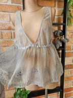 Wish top koszulka narzutka ażurowa koronkowa siateczka haftowana