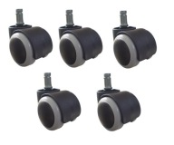 Kółka do fotela Biurowego Miękkie do twardych powierzchni 50 mm 5 SZT