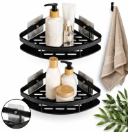 PÓŁKA ŁAZIENKOWA WISZĄCA NAROŻNA WNĘKOWA SAMOPRZYLEPNA CZARNA LOFT