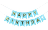 Girlanda Urodzinowa HAPPY BIRTHDAY 16 x 20 cm niebieska