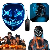 MASKA LED HALLOWEEN SWIECACA STRASZNA PRZEBRANIE CZARNA KOSTIUM IMPREZA