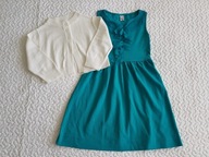 Cool Club piękna niebieska sukienka nowa sweterek biały roz 128-140