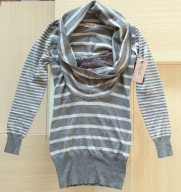 Golf tunika w paski koronkowy dekolt r. S