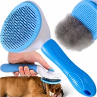 SZCZOTKA DO SIERŚCI PSA KOTA SAMOCZYSZCZĄCA NIEBIESKA PRZYCISK CZYSZCZĄCY