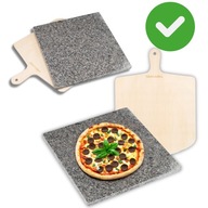 KAMIEŃ GRANITOWY DO PIZZY STEKÓW 30X30 CM + ŁOPATKA ZESTAW
