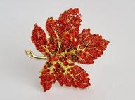 ELEGANCKA POZŁACANA BROSZKA CYRKONIE LIŚĆ