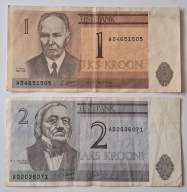 Zestaw Banknotów Estonia 1 Korona 2 Korony 1992 rok