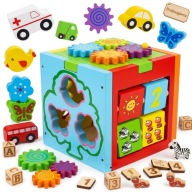 KLOCKI DREWNIANE SORTER EDUKACYJNY DUŻY DLA DZIECI GRUBE KLOCKI