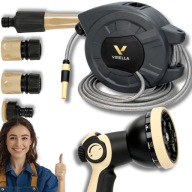 WĄŻ OGRODOWY 1/2 NA BĘBNIE ZWIJANY 22M + PISTOLET DO ZRASZANIA + ZŁĄCZA