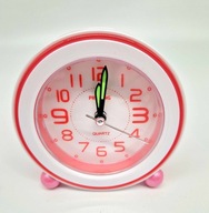 Budzik analogowy dla dzieci zegar z lampką LED 9cm różowy